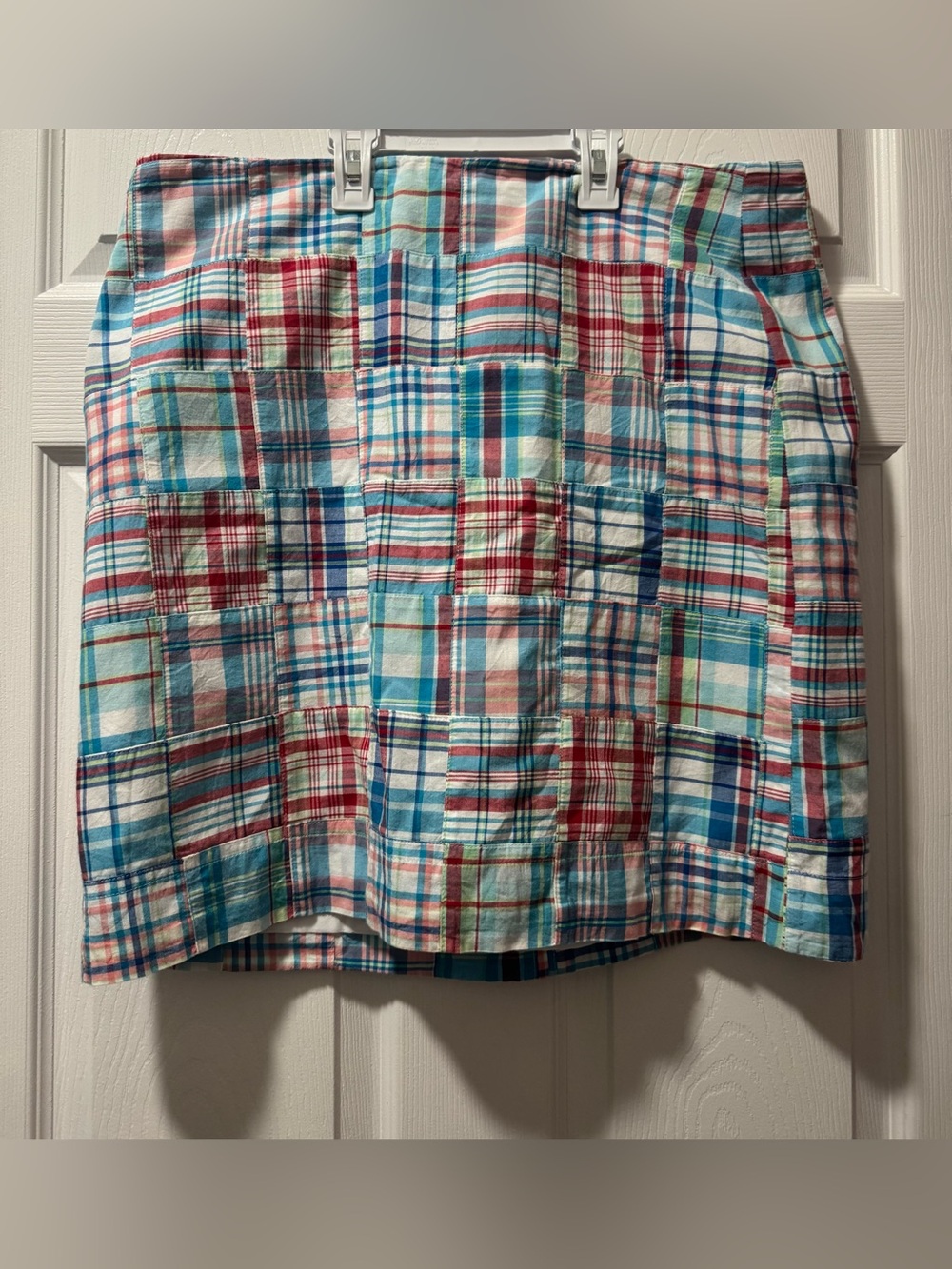 Talbots Patchwork Plaid Mini Skirt - Blue, Red, Pink